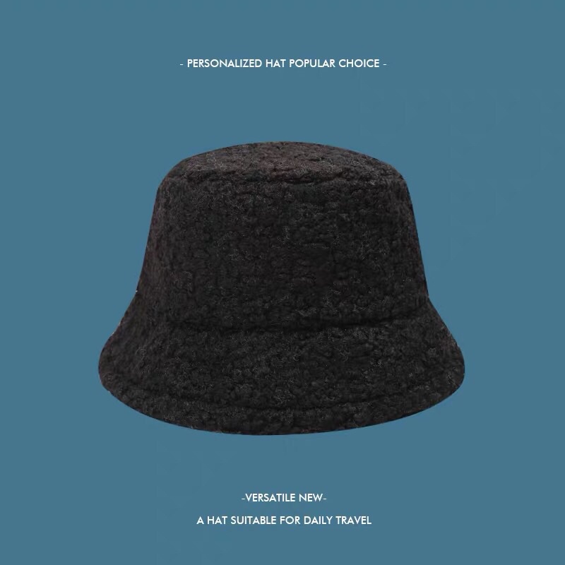 Mũ lông cừu bucket phong cách Hàn Quốc mềm mại