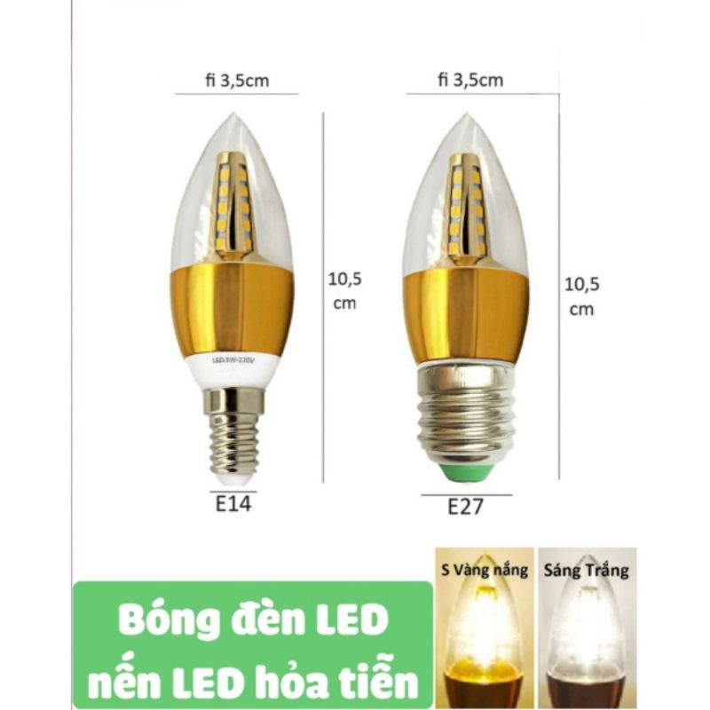 BÓNG LED NẾN ĐUI E14,E27 5W