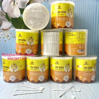 Tăm Bông Cho Bé 336 Que HỘP TRÒN XOAY - Tăm Bông Kotton Care For Kid HỘP TRÒN Bông Bạch Tuyết