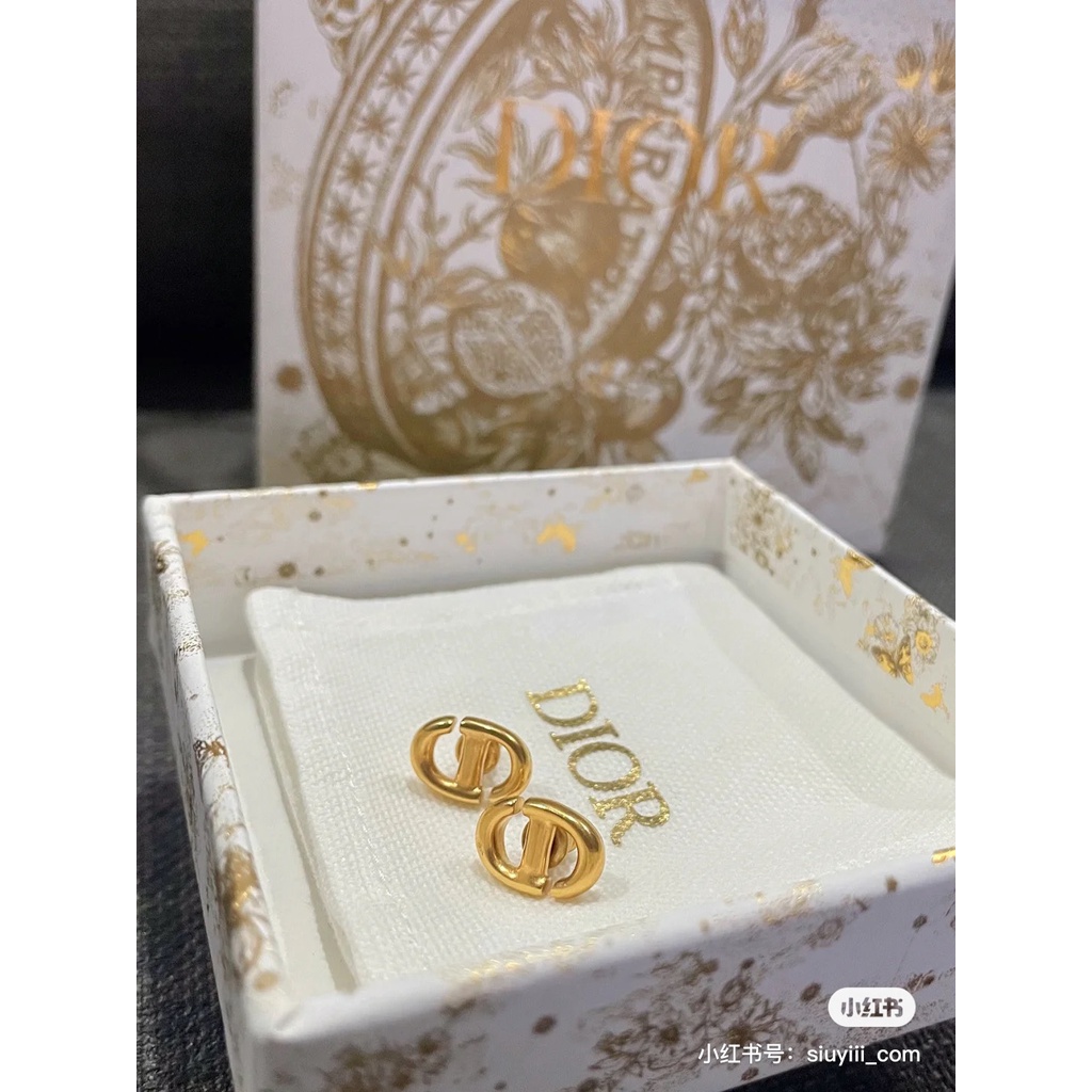 Khuyên Tai Tròn Khắc Chữ Dior Bằng Thép Titanium Thời Trang Cho Nữ