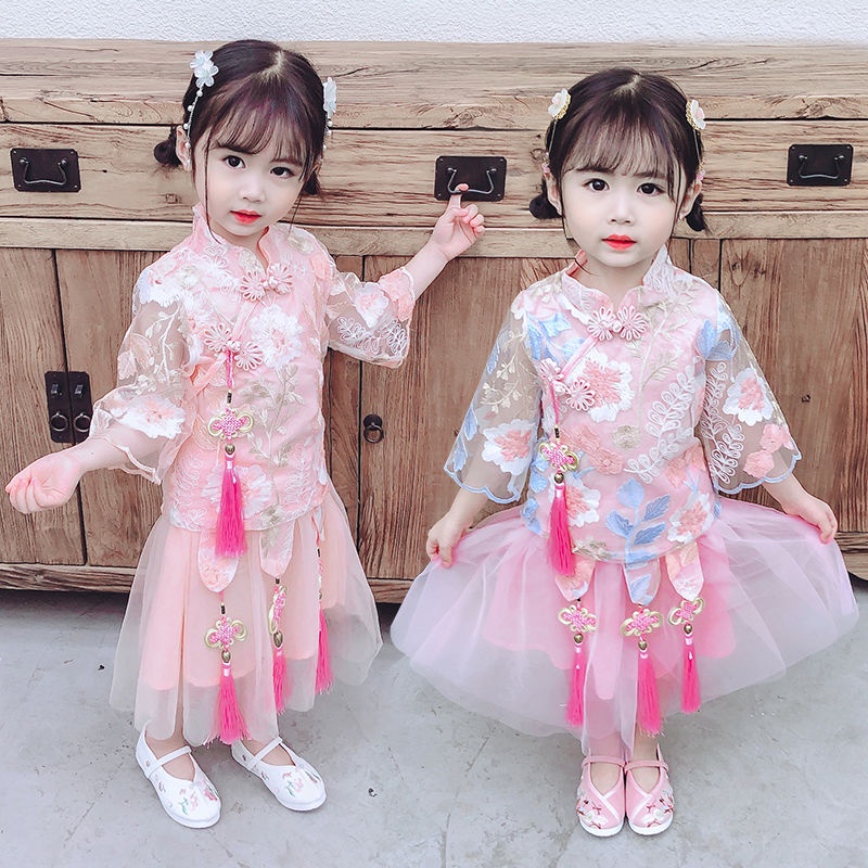 Bộ Hán Phục Xuân Hè 2022 Phong Cách Trung Hoa Hợp Thời Trang Cho Bé Gái