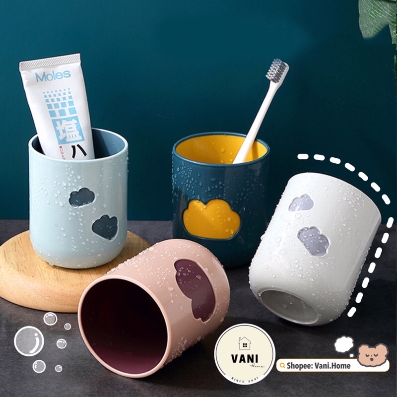 Ly cốc nhựa 2 lớp hình đám mây - Cốc nhựa uống nước, đựng nước đánh răng hình đám mây dễ thương nhiều màu 400ml