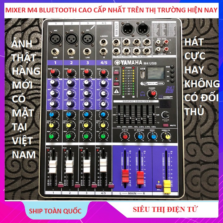 Mixer Yamaha, M4 USB Bluetooth, Siêu Phẩm Bộ Chuyên Hát Livestream Karaoke Hay - Tặng Giắc 6,5