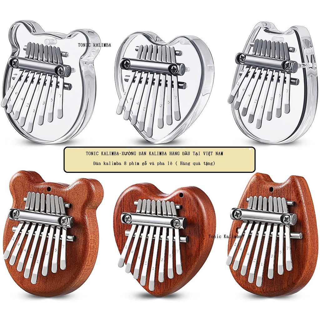 Đàn kalimba 8 phím gỗ và pha lê Tonic Kalimba