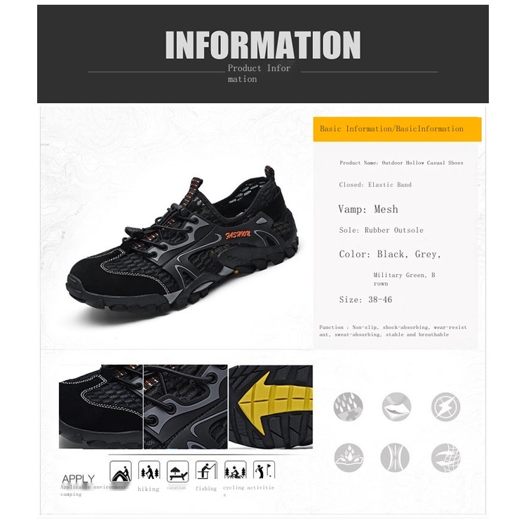 【Hàng Sẵn Sàng】 Giày Lưới Đi Xe Đạp Leo Núi Không Khóa Thoáng Khí Cỡ Lớn Cho Nam