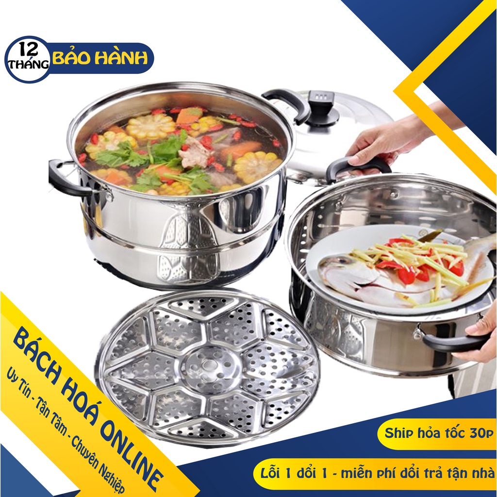 [Hàng Loại 1] Nồi Hấp Inox 3 Tầng Đa Năng