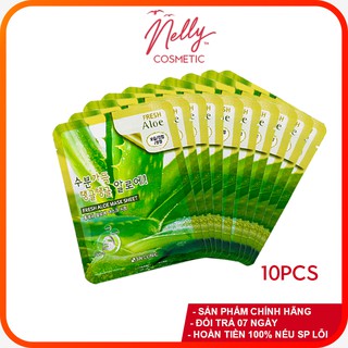 (❤️HOT SALES❤️) COMBO 10 Mặt nạ dưỡng da chiết xuất từ trà xanh 3W CLINIC FRESH ALOE MASK SHEET 23ml