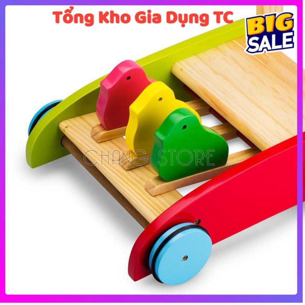 Xe tập đi cho bé, Xe gà, xe đẩy tập đi bằng gỗ giúp giữ thăng bằng, an toàn, dễ dàng sử dụng