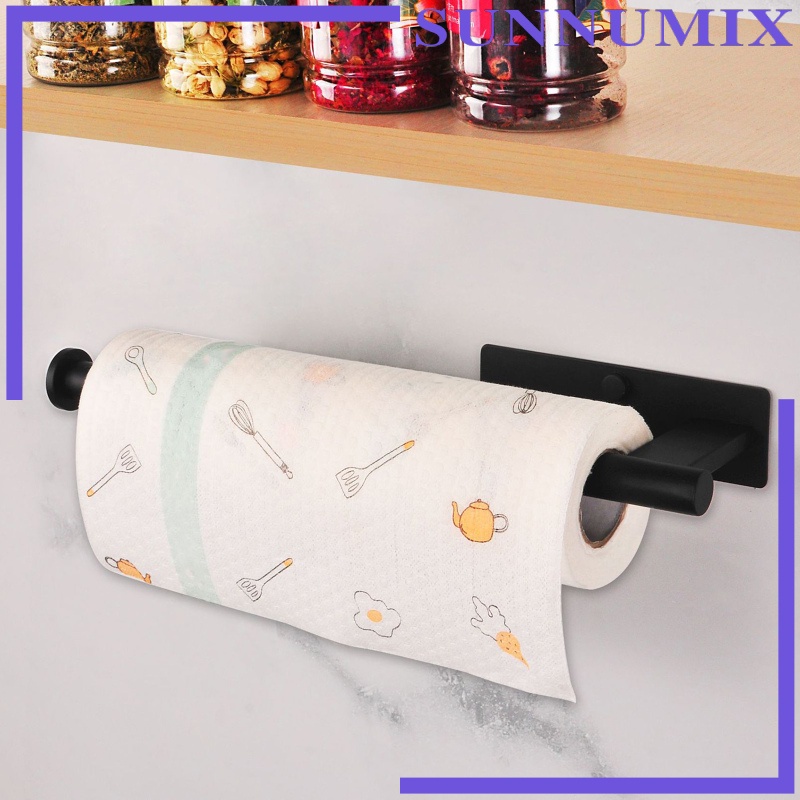 Paper Towel Holder under Cabinet Kitchen Roll Organizer Bathroom Towel Rolls Plastic Wrap Storage Accessories