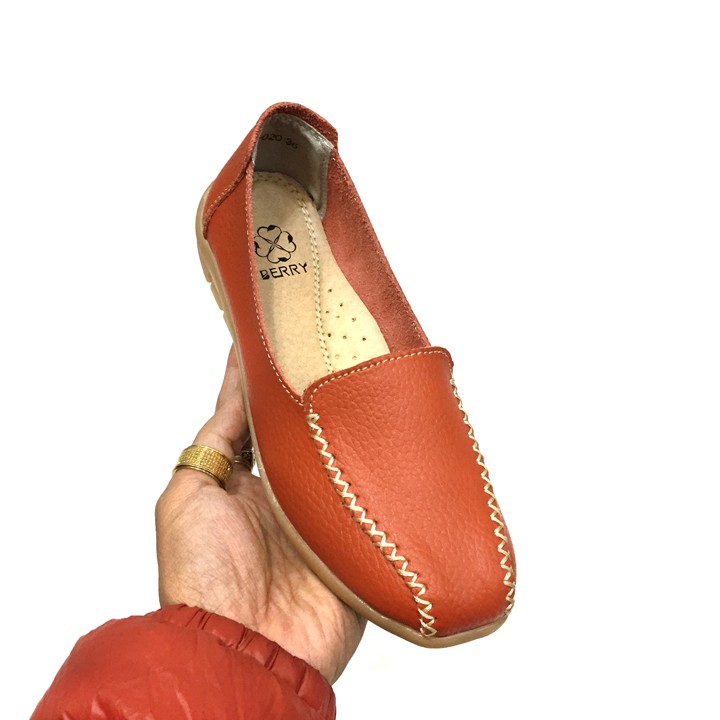 Giày Bệt Nữ Moca Da Bò Thái Lan Chuyên Đi Bộ BERRY Shoes LK82-020 | BigBuy360 - bigbuy360.vn