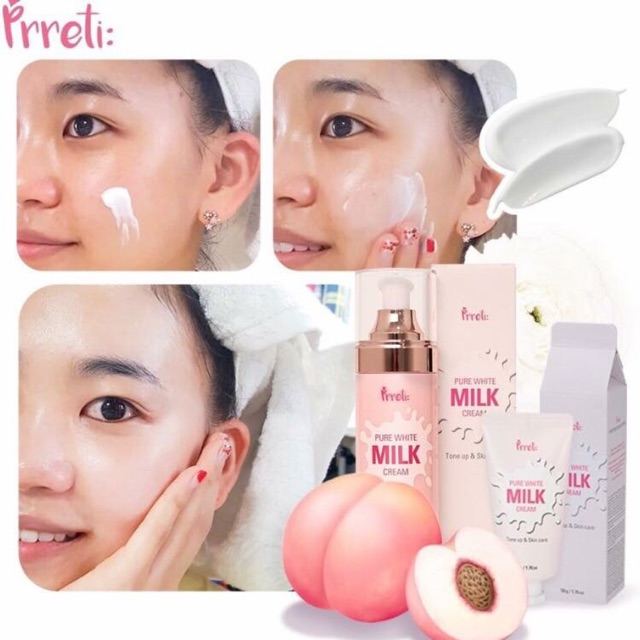 Kem Dưỡng Trắng Da Prreti Pure White Milk Cream nâng tone da với tinh chất tự nhiên giúp da trẻ hóa, căng mịn tự nhiên