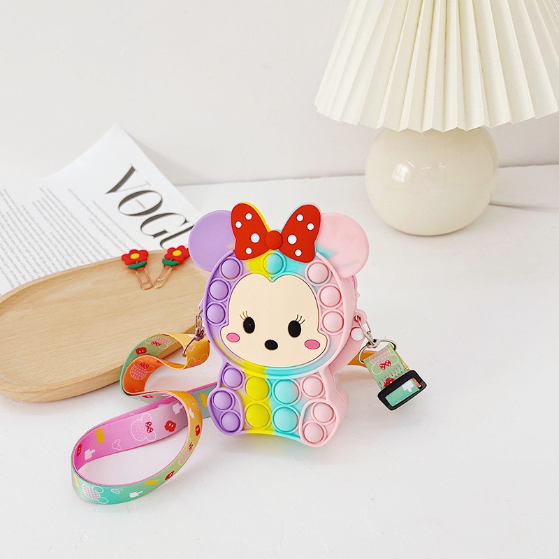 Túi Đeo Chéo Hình Pikachu / Minnie Màu Macaron Dễ Thương Cho Bé