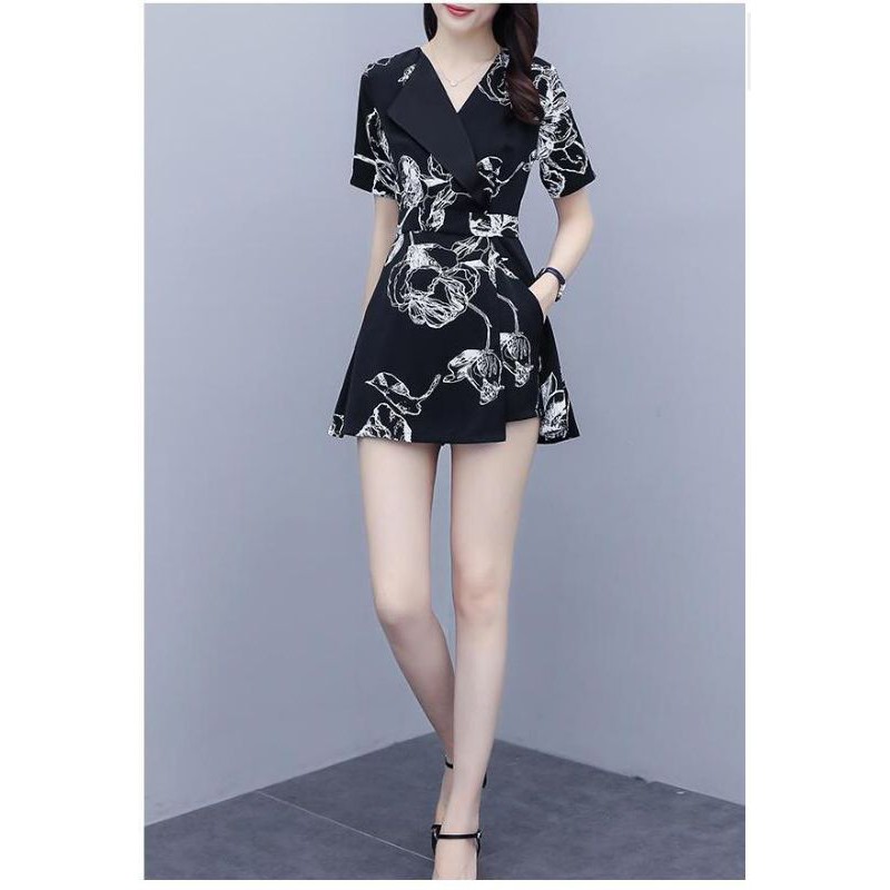 HÀNG NHẬP - SÉT BỘ SHORT IN HOA SEN + ÁO FORM DÀI CỔ VEST