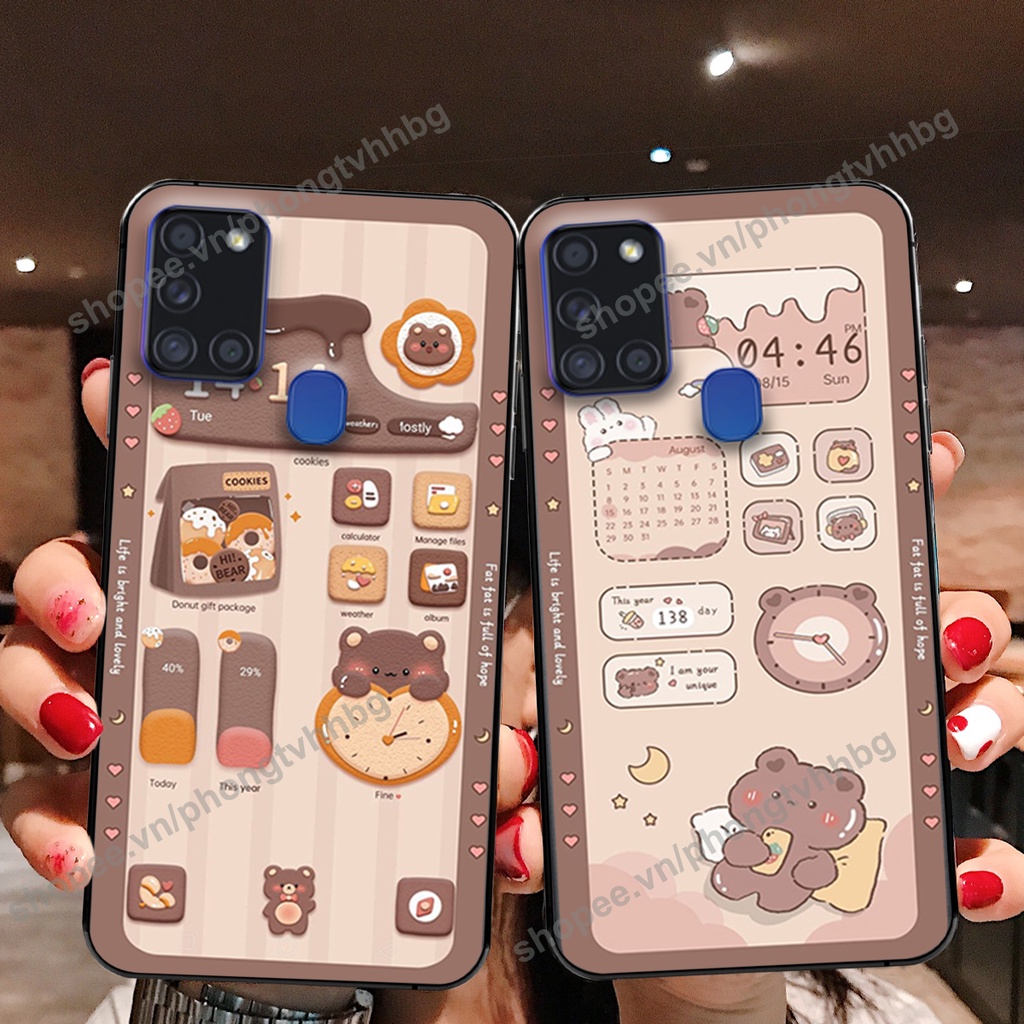 Ốp lưng Samsung A21s gấu/ thỏ trắng , đồng hồ dễ thương cute cực đẹp