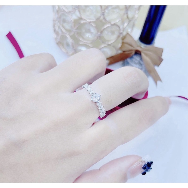 Nhẫn nữ Bạc ta đính đá dày dặn sáng bóng - Vàng Bạc Khải Khải