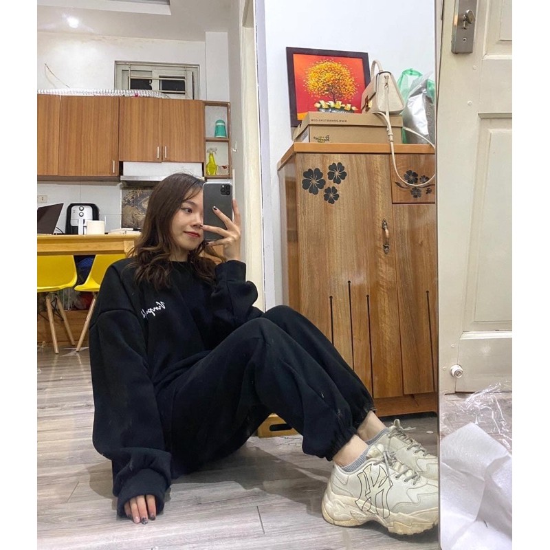 Bộ áo nỉ in chữ quần boom siêu xinh(kèm ảnh thật) | BigBuy360 - bigbuy360.vn