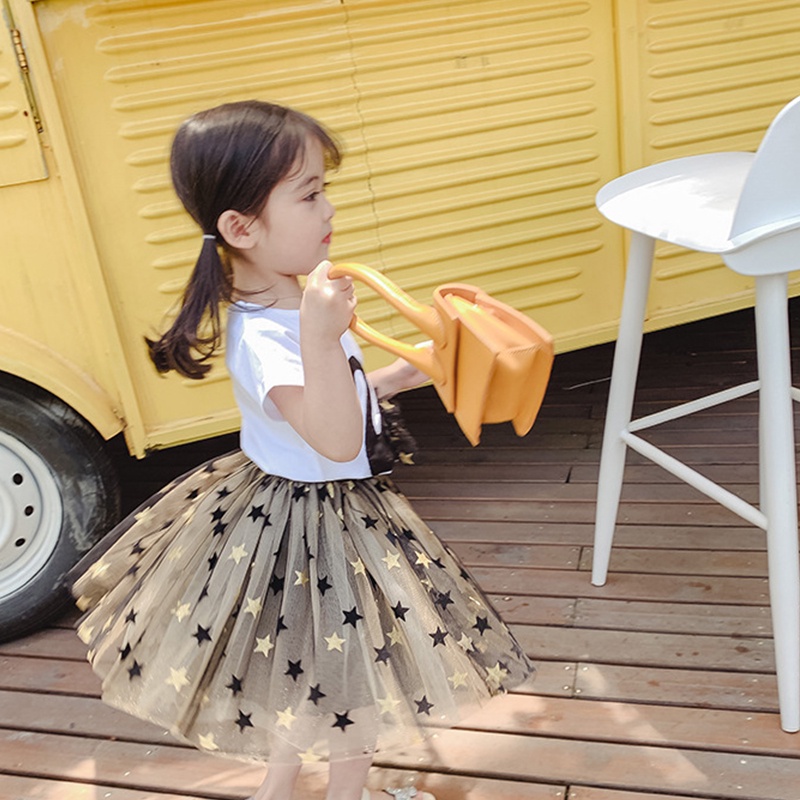 Set Áo Thun Ngắn Tay Hình Thiên Nga Hoạt Hình Và Chân Váy Cotton Phong Cách Phương Tây Cho Bé Gái