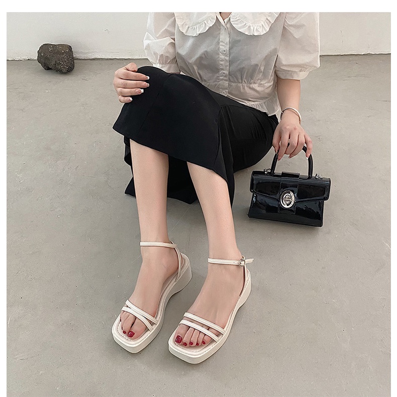 Giày sandal đế xuồng cao gót quai mảnh phong cách trẻ trung cho nữ - Mã S68