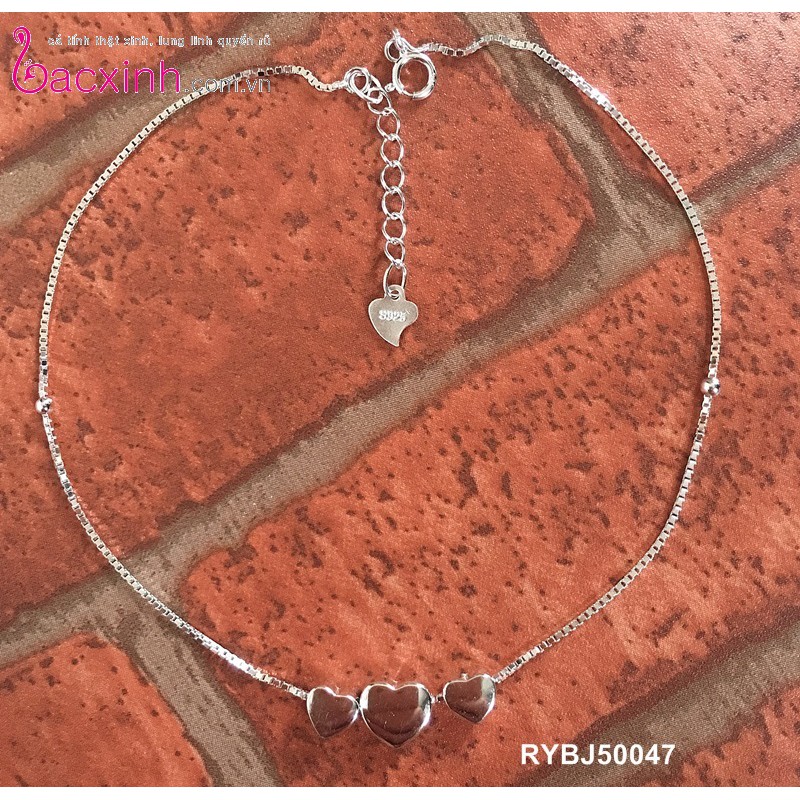 Lắc chân bạc Ý 925 Bạc Xinh Huệ Ngân- Ba tim phồng xinh RYBJ50047 | BigBuy360 - bigbuy360.vn