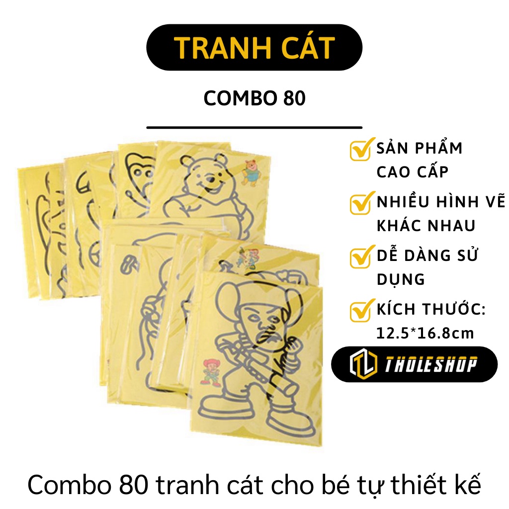 Tranh Cát - Combo 10 Tranh Cát Cho Bé Tập Tô Màu, Có Cát Sẵn Giúp Bé Sáng Tạo 7809