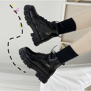 Giày Boots Martin Cổ Cao Cột Dây Trẻ Trung Cá Tính Cho Nữ