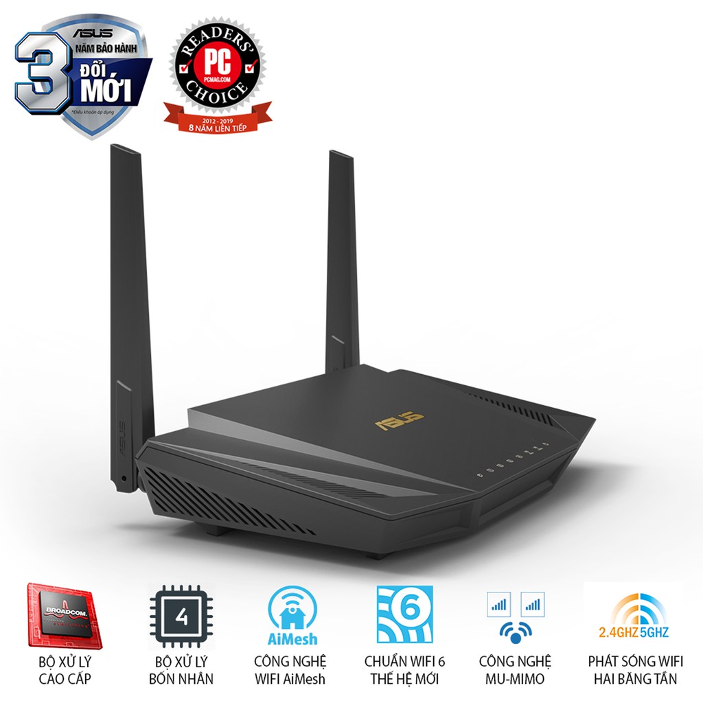 Bộ phát wifi router ASUS RT-AX56U Băng Tần Kép 2.4GHz/5GHz -Chính Hãng