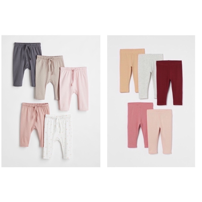 (H&M chính hãng) Sét 5 quần legging bé gái vợt sale