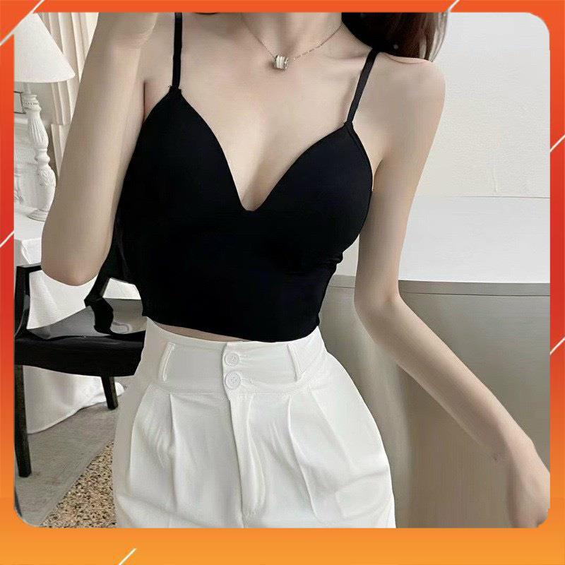 Áo bra cotton cao cấp có đệm mút cố định kiểu dáng 2 dây cup ngực mix được mọi loại trang phục