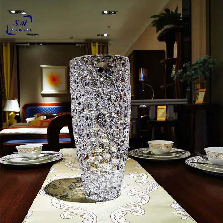 Bình bông lọ hoa thủy tinh trang trí CHẤM BI sang trọng cao cấp - lọ hoa cao cấp - 2032