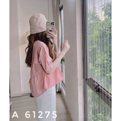 Áo sơ mi nữ bánh bèo cổ tròn lệch