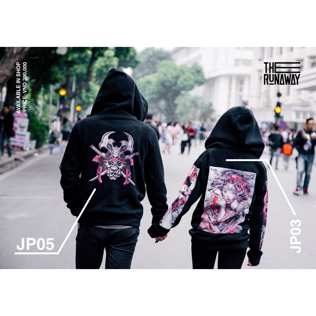Áo Hoodie Japan: Samurai Emblem Nỉ Bông Ngoại nhập cho Nam / Nữ by The Runaway