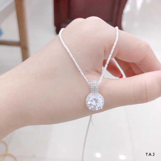 DÂY CHUYỀN BẠC MẶT ĐÁ TRÒN CAO CẤP - SIZE TO ĐẸP