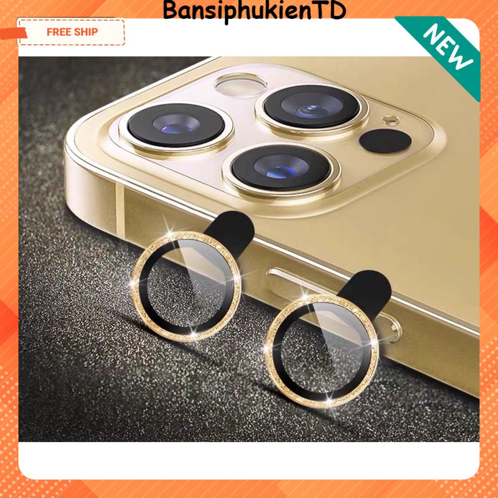 Bộ Dán Mắt Camera iPhone 13 ProMax , 13 Pro , 13 , 12 ProMax , 12 , 11 ProMax , 11 Phủ Kim Tuyến Lấp Lánh