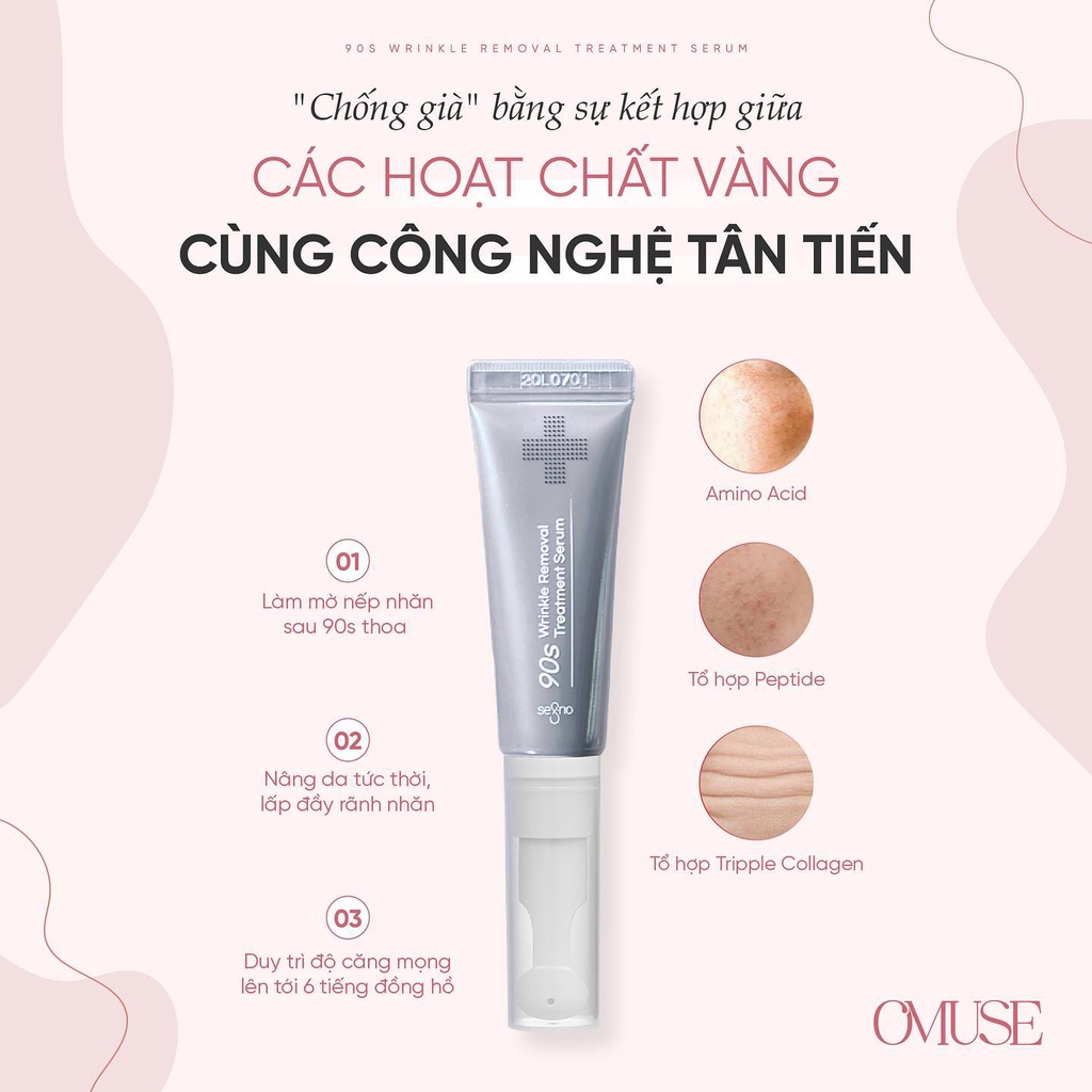 Serum xóa nhăn tức thời, tăng sinh collagen, căng bóng da 90S Wrinkle Removal Treatment Serum 15ml