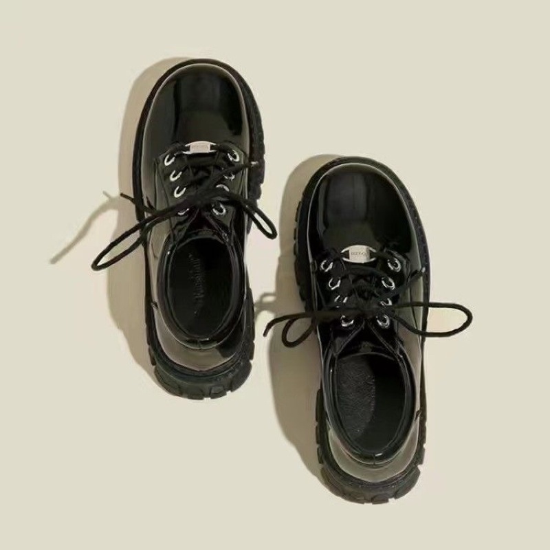 Dealias shoes Giày da nữ đi học đế cao buộc dây phong cách Nhật Bản