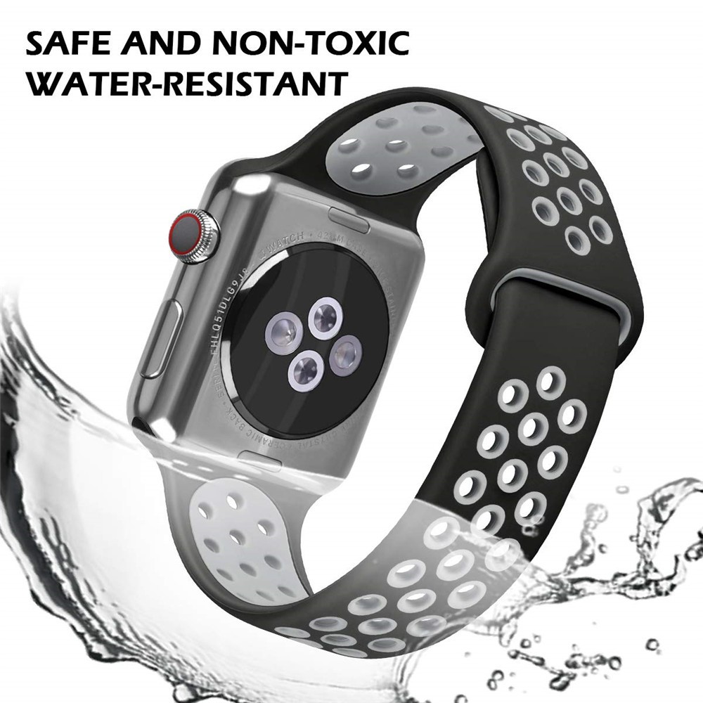 Dây Đeo Silicone Mềm Thoáng Khí Cho Đồng Hồ Thông Minh Apple Watch Series 6 / 5 / 4 / 3 / 2 / 1 / Se Kích Thước 38mm 40mm 42mm 44mm