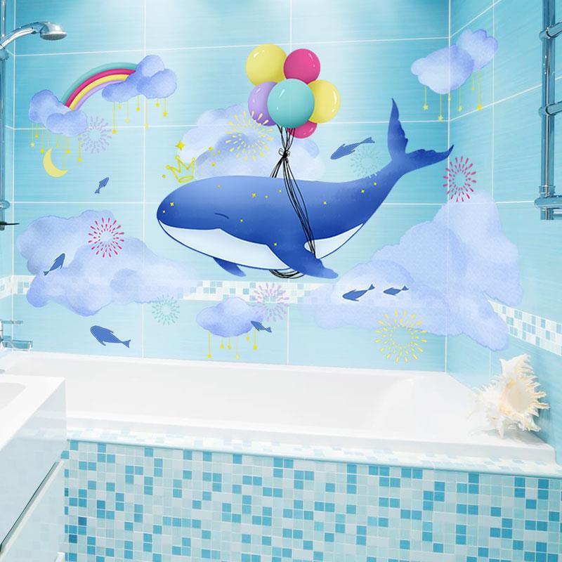 Giấy Dán Tường Họa Tiết Hoạt Hình 3d Tự Dính Chống Thấm Nước Trang Trí Nhà Tắm