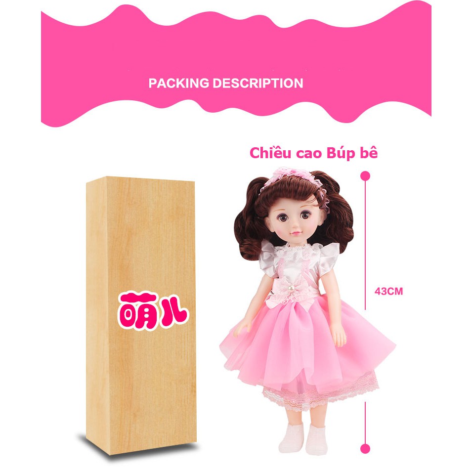 Búp Bê Mắt 4D Doll Thông Minh Biết Hát ,Phát Nhạc( Hồng Tóc Bím)