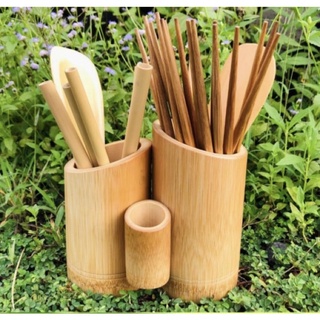Ống đũa bằng tre, set 3 ống đựng đũa thìa tăm nhà hàng khách sạn Mây Tre Đan Thuỷ Khanh