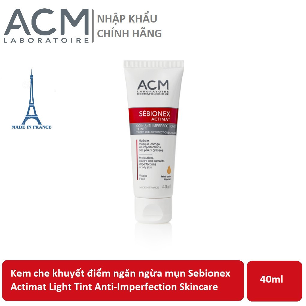 Kem dưỡng che khuyết điểm cho da mụn và da dầu ACM Sebionex Actimat Tinted Anti-imperfection Skincare 40ml