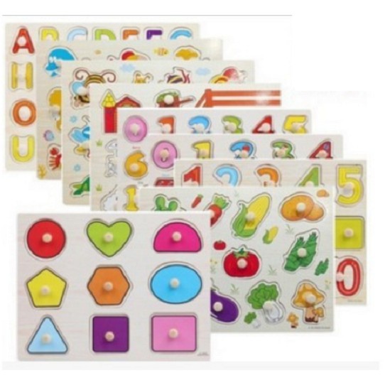 Đồ chơi gỗ - Đồ chơi bảng núm gỗ lắp ghép nhiều chủ đề cho bé