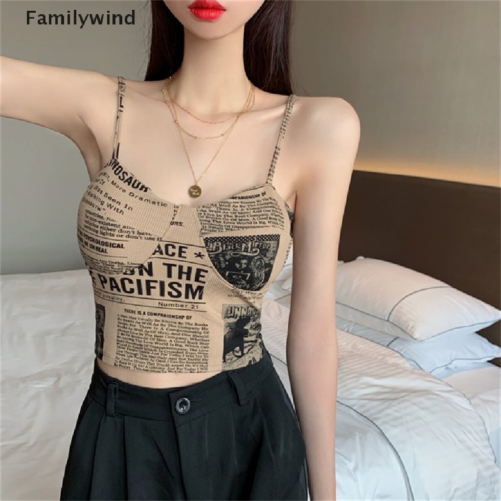 Áo Hai Dây Nâng Ngực In Họa Tiết Báo Thời Trang Quyến Rũ Cho Nữ