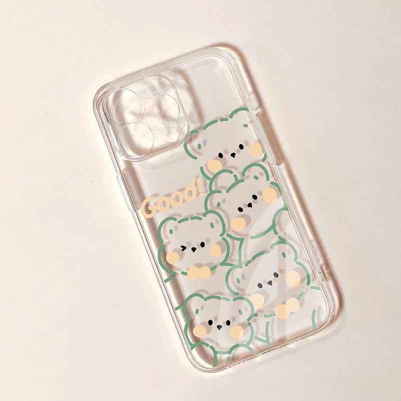Ốp Điện Thoại Tpu Mềm Trong Suốt In Hình Gấu Dễ Thương Cho iPhone 11 12 13 pro max XS X XR XSMax 7 8 6 6s plus SE 2020