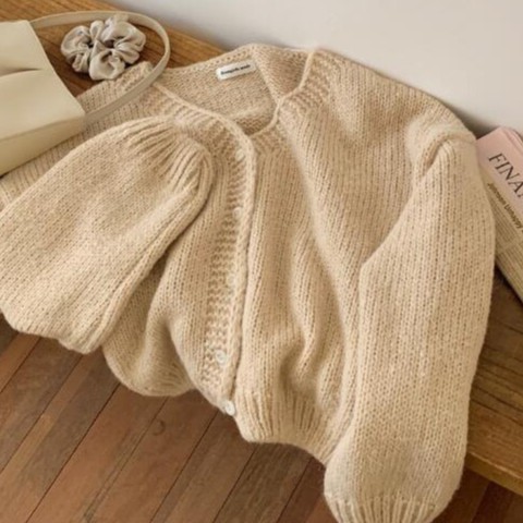 Áo cardigan dệt kim mỏng dáng rộng kiểu retro Pháp dễ thương