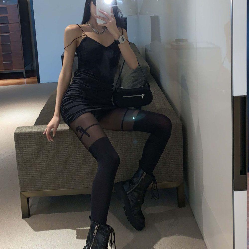 NICKOLAS Quần Tất Nylon Đơn Giản Phong Cách Đường Phố Cá Tính Cho Nữ