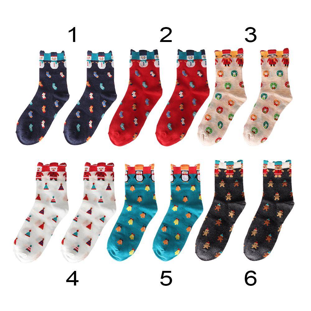 Vớ Cotton Nhiều Màu Sắc Họa Tiết Giáng Sinh Dễ Thương Cho Nữ