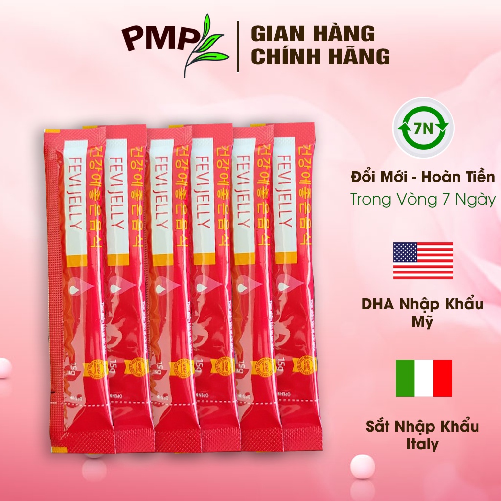 Thạch Sắt Hữu Cơ Fevi Jelly PMP Bổ Sung Sắt, DHA, Vitamin Thiết Yếu Cho Phụ Nữ Mang Thai, Trẻ em, Người Lớn