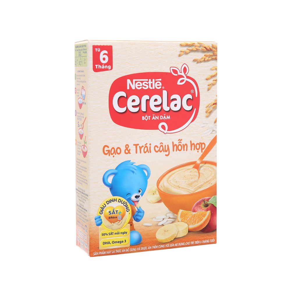 Bột ăn dặm Nestlé Cerelac gạo và trái cây hỗn hợp từ 6 tháng 200g