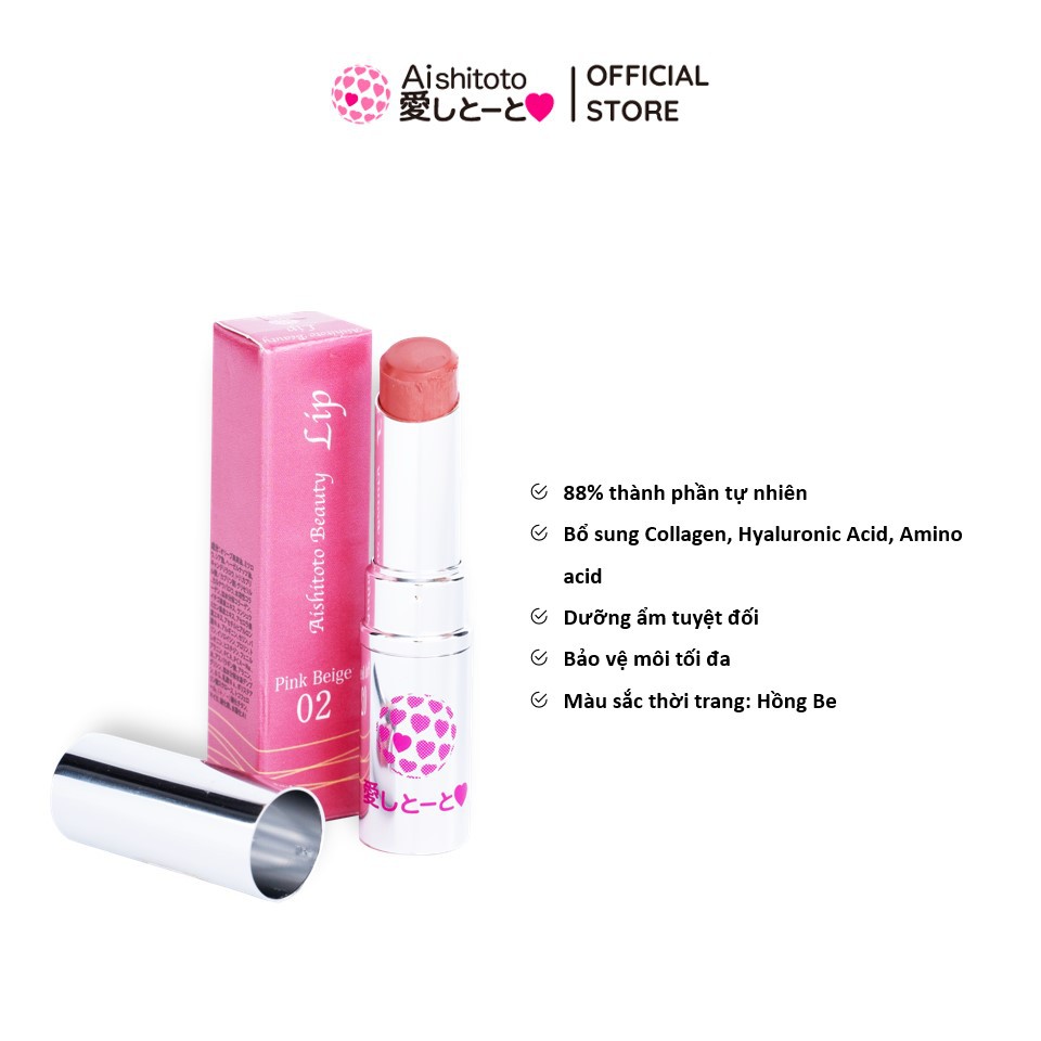 Son Dưỡng Nhật Bản Màu Hồng Be Aishitoto Beauty Lip Pink Beige (4.8g)
