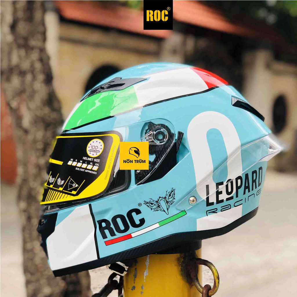 Nón bảo hiểm fullface ROC R3 tem LEOPARD có 2 kính